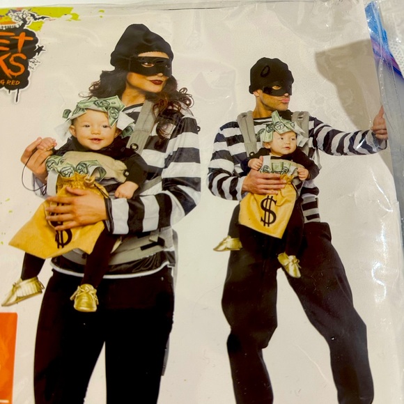 Robber and money bag Costume (adult and baby costume) - Picture 1 of 5